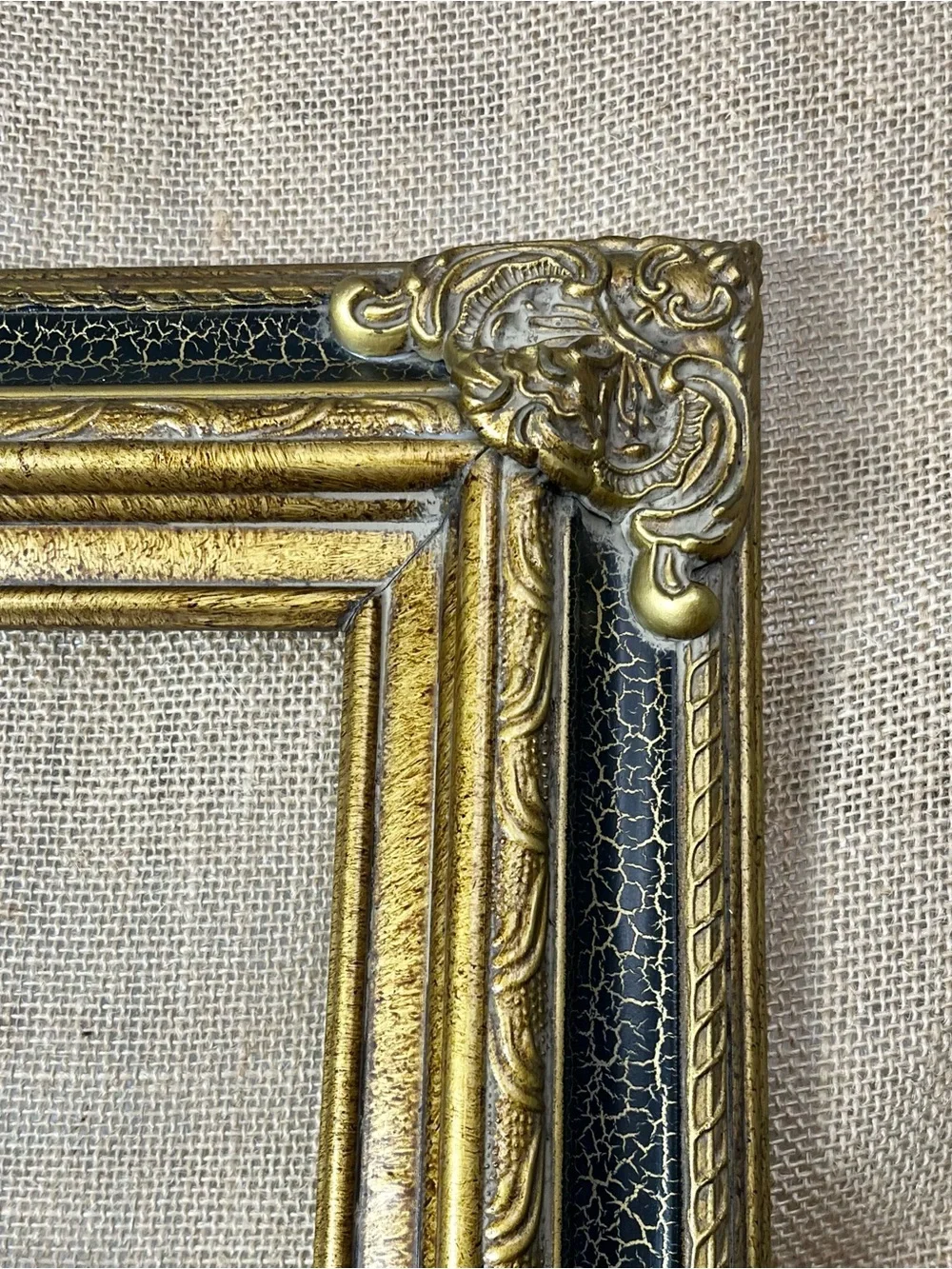 Antique Victorian Carved Wood Picture Frame Bronze Gold 29.5”x25.5” Ornate c1900
